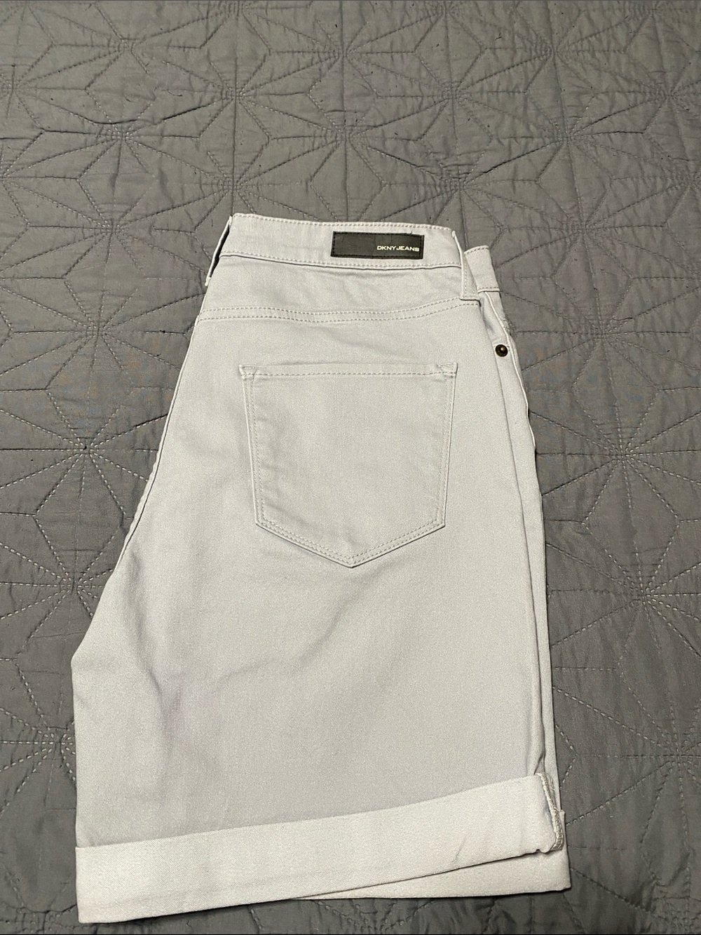 Dkny Women's Light Gray Stretchy Jean Shorts